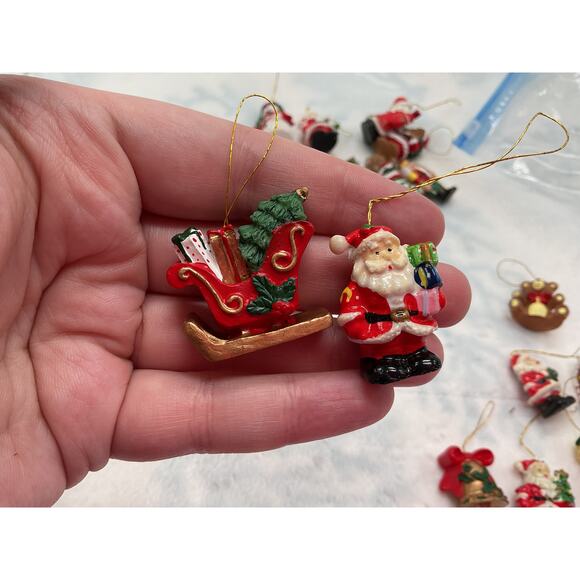 Christmas Ceramic Mini Ornaments set of 16 - Picture 6 of 10